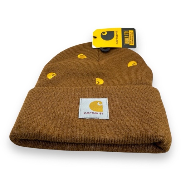 Carhartt Other - Carhartt Knit Beanie Embroidered AOP Logo Carhartt Brown AH6304 106304-BRN OS